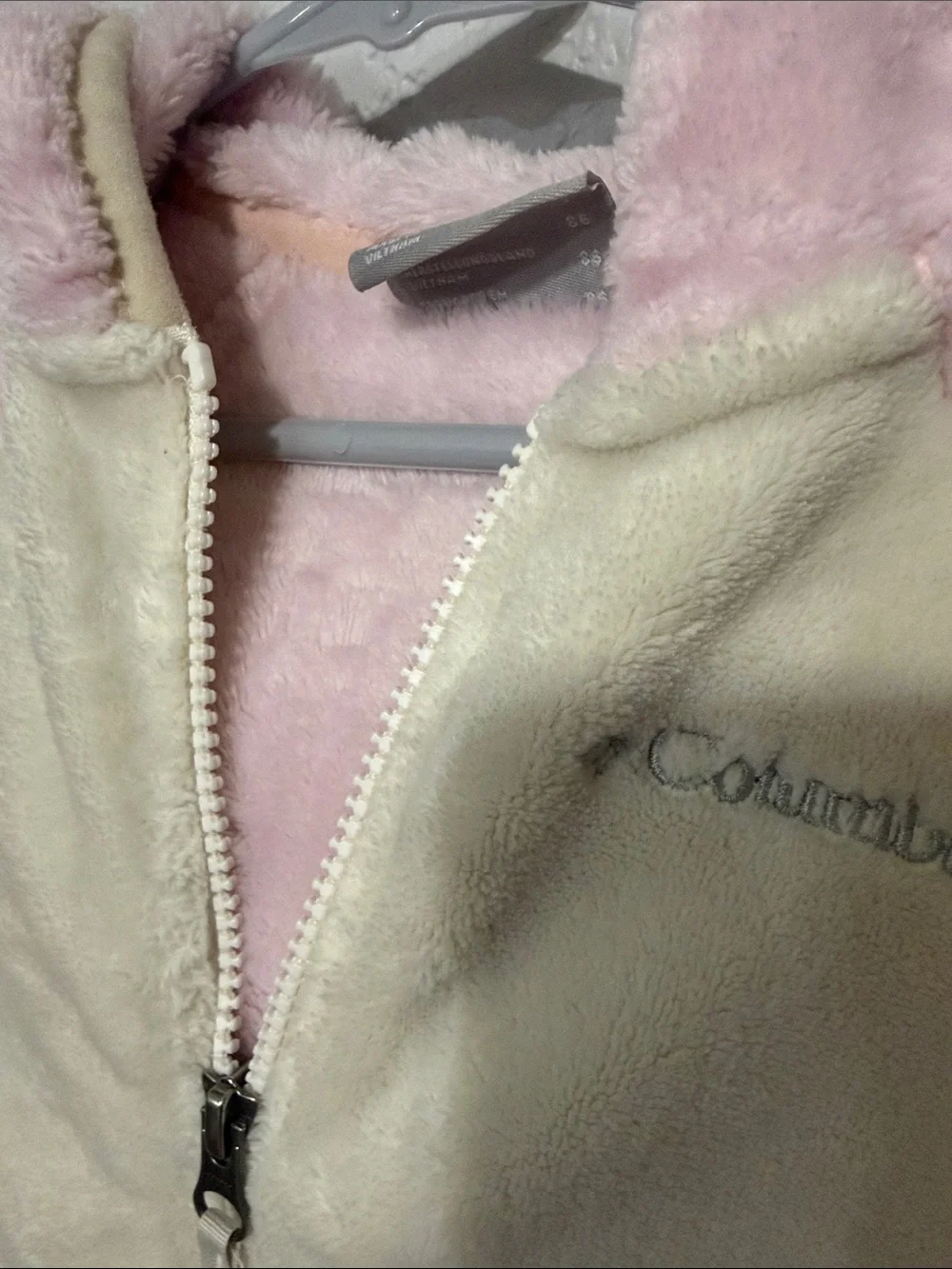 Columbia Light Pink and Cream Plush Hooded Jacket